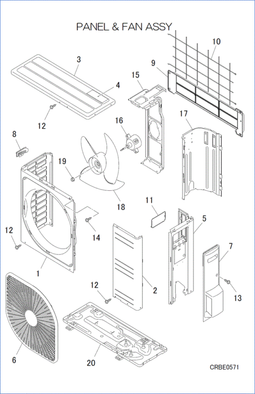 DXC21ZTLA-W PANEL AND FAN ASSY