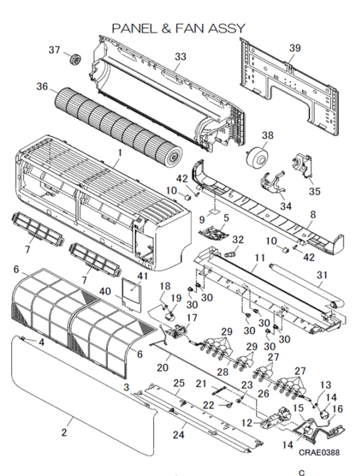 DXK18ZSA-WF1 PANEL AND FAN ASSY